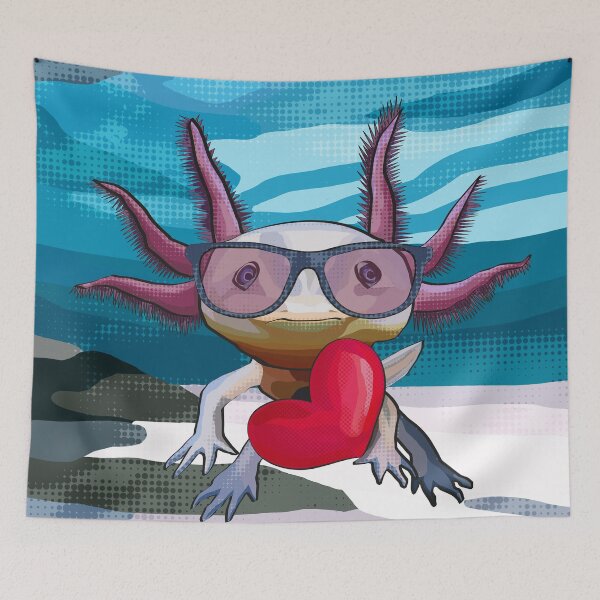 Item preview, Cute Axolotl with glasses and Heart - We Love Axolotl  designed and sold by BeeFoxTree.