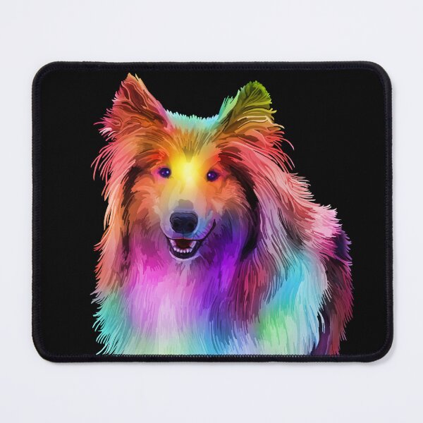 Item preview, Rainbow Psychedelic Rough Coated Collie Dog Portrait designed and sold by Deborah Camp.