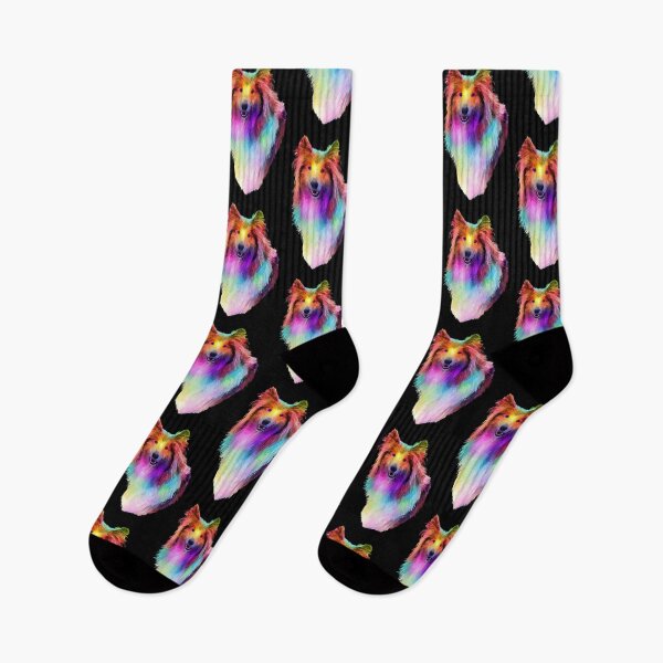 Item preview, Rainbow Psychedelic Rough Coated Collie Dog Portrait  designed and sold by Deborah Camp.