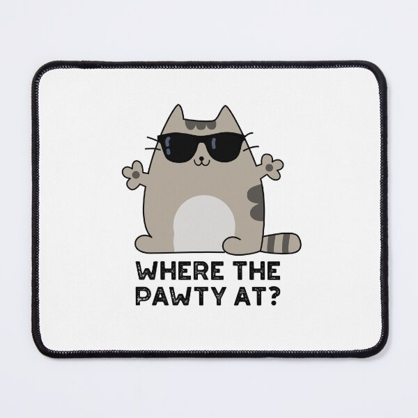 Item preview, Where The Paw-ty At Funny Party Cat Pun designed and sold by punnybone.