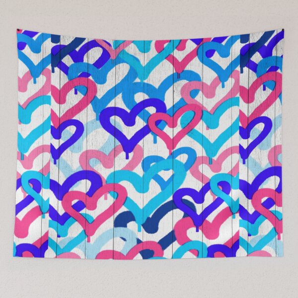 Item preview, pink and blue neon graffiti hearts designed and sold by Julia Santos.