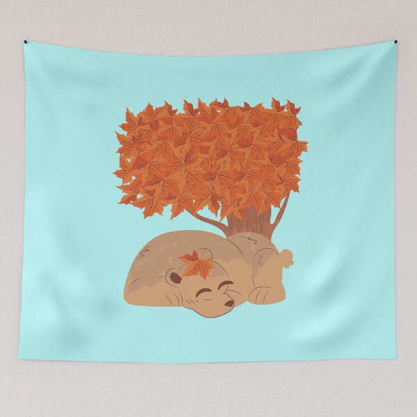 Item preview, Snoozing Bear Napping In Autumn Under The Tree Filled With Orange Leaves , It’s Fall Yall  designed and sold by MJDezigns.