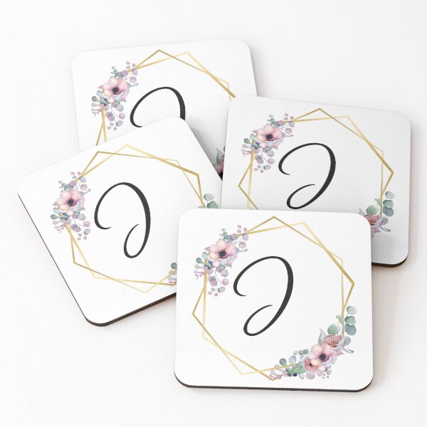 Artikelvorschau, Monogrammbuchstabe J | Lila Blüten mit goldenen Rändern entworfen und verkauft von JustSeasons.