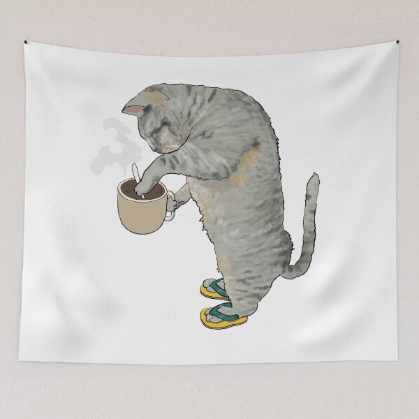 Item preview, Coffee Cat In Flipflops - Funny Good Morning designed and sold by ViewerEqualsPhoton.