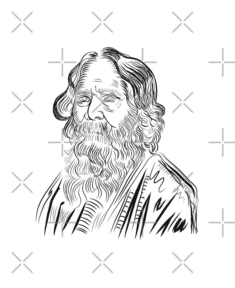 How to Draw Rabindranath Tagore printable step by step drawing sheet   DrawingTutorials101com