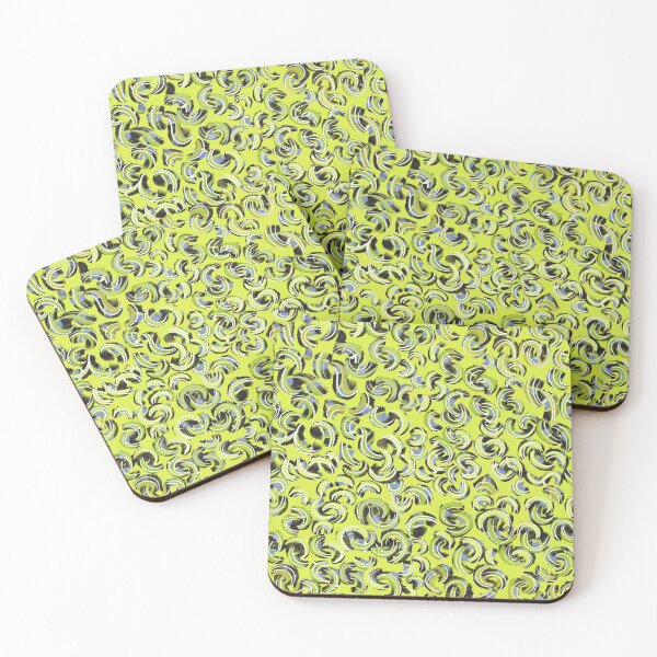Item preview, Bright neon yellow abstract animal print with squiggly lines designed and sold by ANAKOTO.