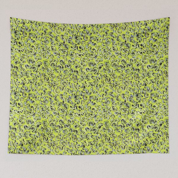 Item preview, Bright neon yellow abstract animal print with squiggly lines designed and sold by ANAKOTO.