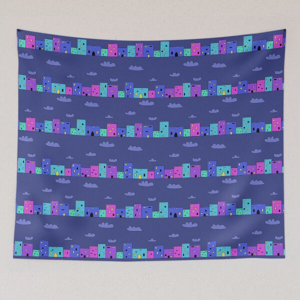 Item preview, Cartoon city at night designed and sold by Smetankinaart.