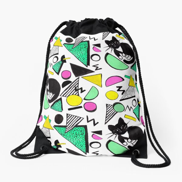 Mog Rad Cat | White Drawstring Bag