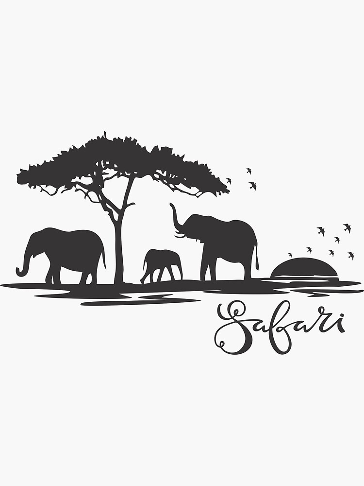 "Elephant Safari wall art" Sticker for Sale by GraphicMaterial | Redbubble