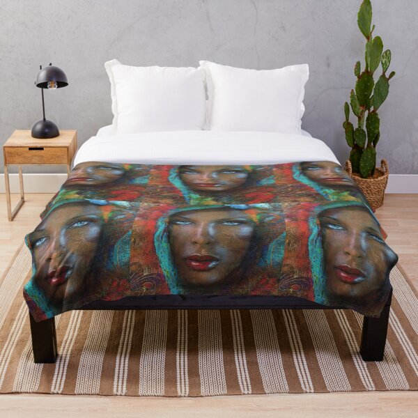 Blue Eyes Dark Oriental Throw Blanket