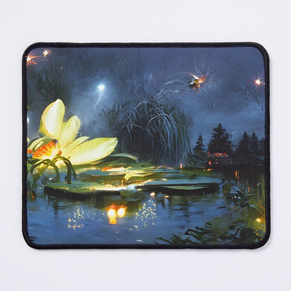 Item preview, Fireflies around pond lilies designed and sold by fizzribbit.