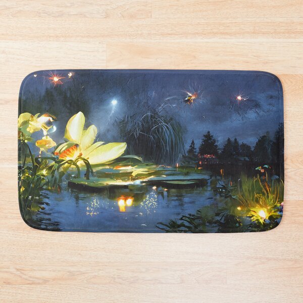Item preview, Fireflies around pond lilies  designed and sold by fizzribbit.