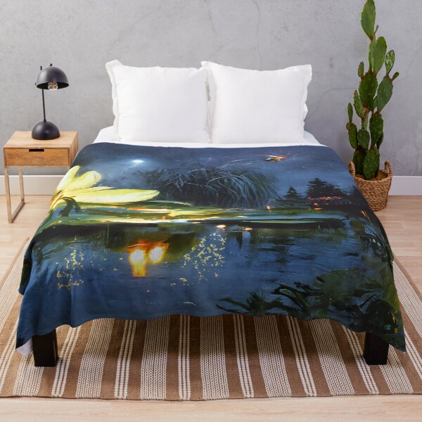Item preview, Fireflies around pond lilies designed and sold by fizzribbit.