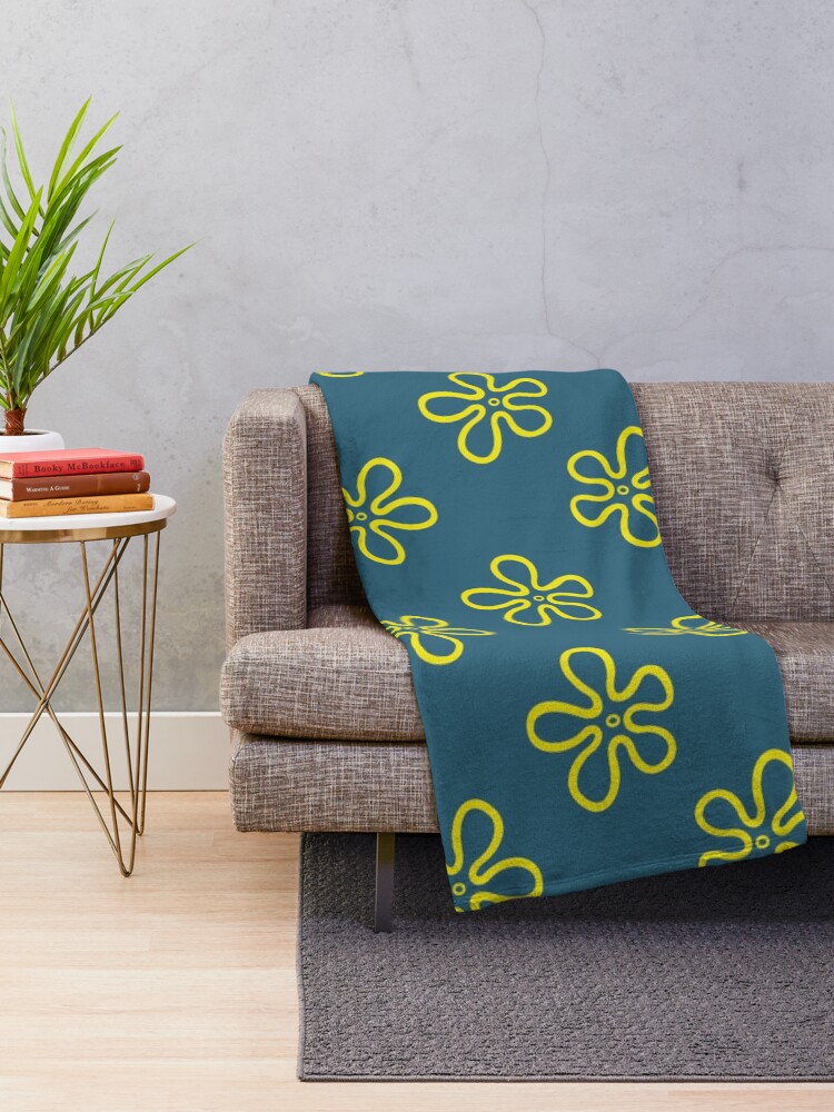 Spongebob's Floral Pattern (Blue) Throw Blanket