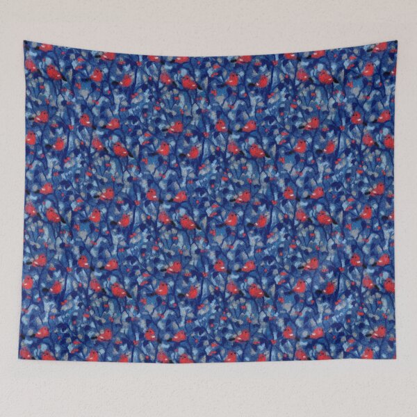 Item preview, Bullfinches, Forest Birds Garden Evening Felted Wool Red Grey Blue designed and sold by Julia Khoroshikh.