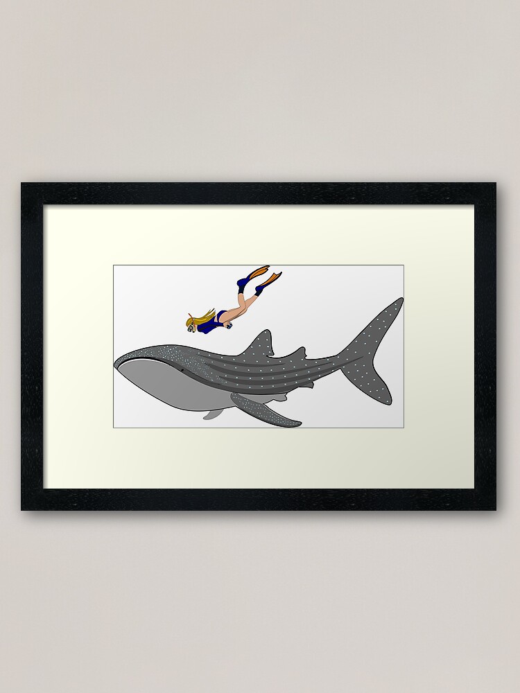 Alternate view of Swimming with Whaleshark Framed Art Print