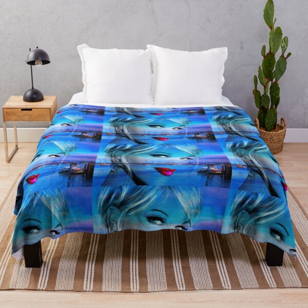 Blue Eyes Blue Throw Blanket
