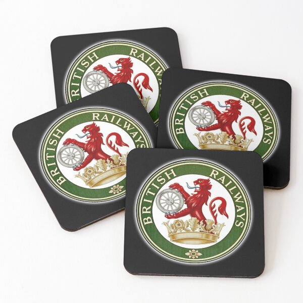 BRITISH RAILWAYS. BR, SIGN, Trains, Train Spotters, Railwayana, Circular variant, 1956 logo. Coasters (Set of 4)