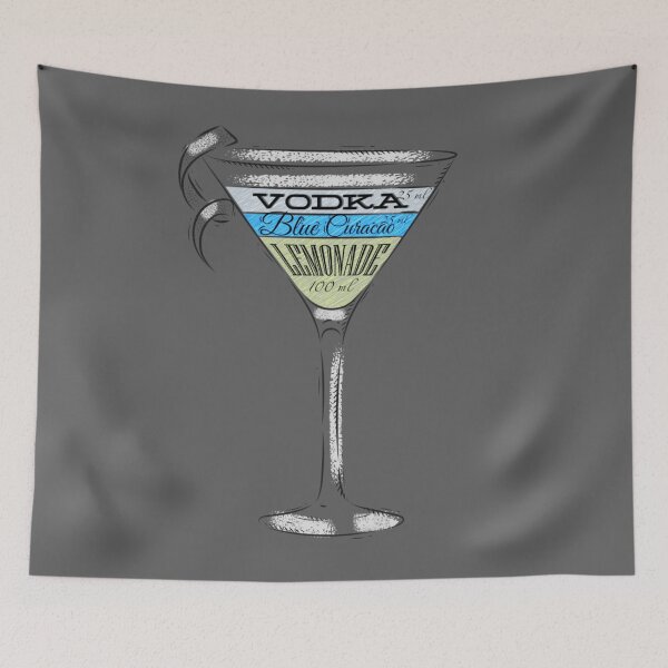 Item preview, Blue Lagoon Ingredients Cocktail Glass designed and sold by antevasinart.
