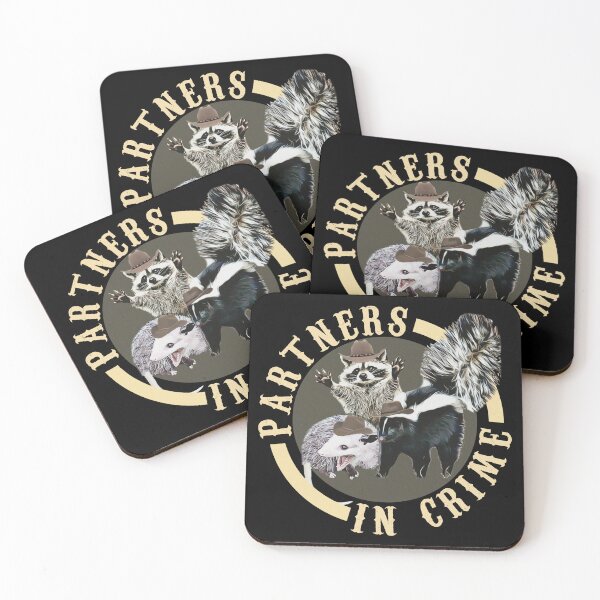 Item preview, Partners In Crime Possum Raccoon Skunk Cowboys designed and sold by BattleGoat.
