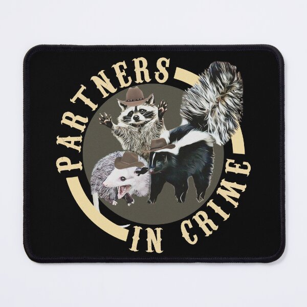 Item preview, Partners In Crime Possum Raccoon Skunk Cowboys designed and sold by BattleGoat.