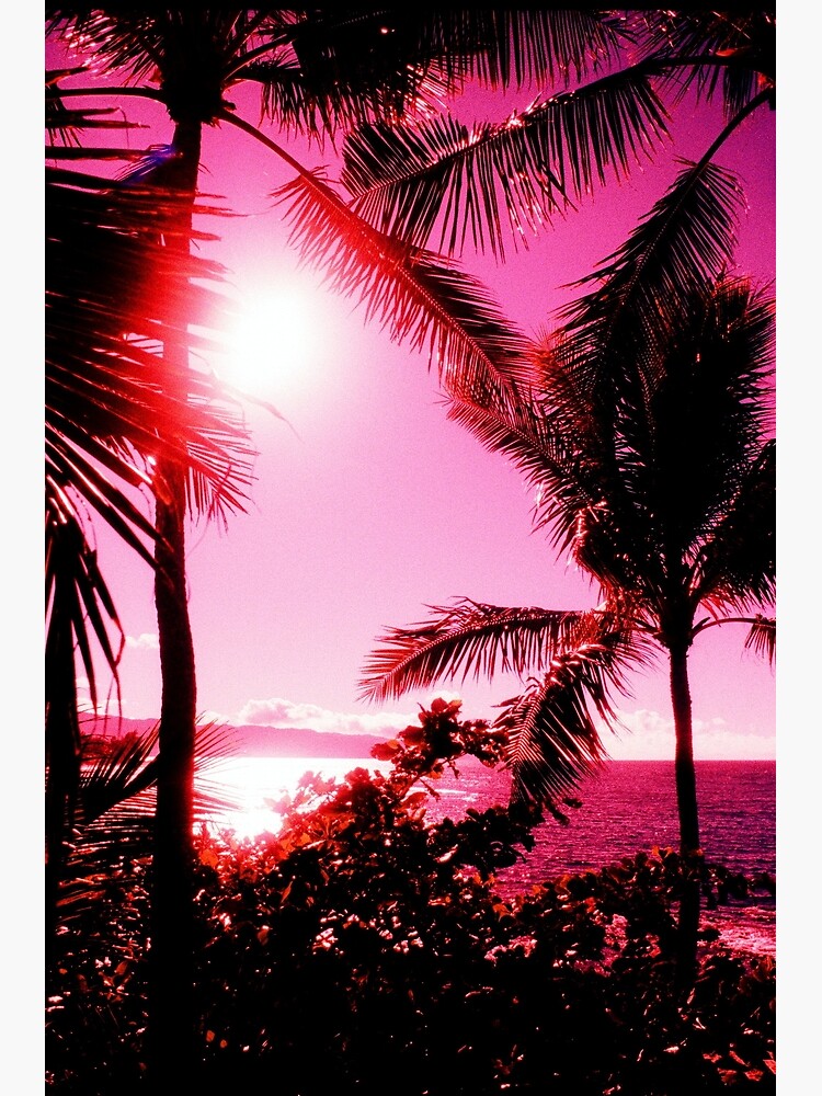 Neon Pink Palm Trees, Tropical Summer | Art Print
