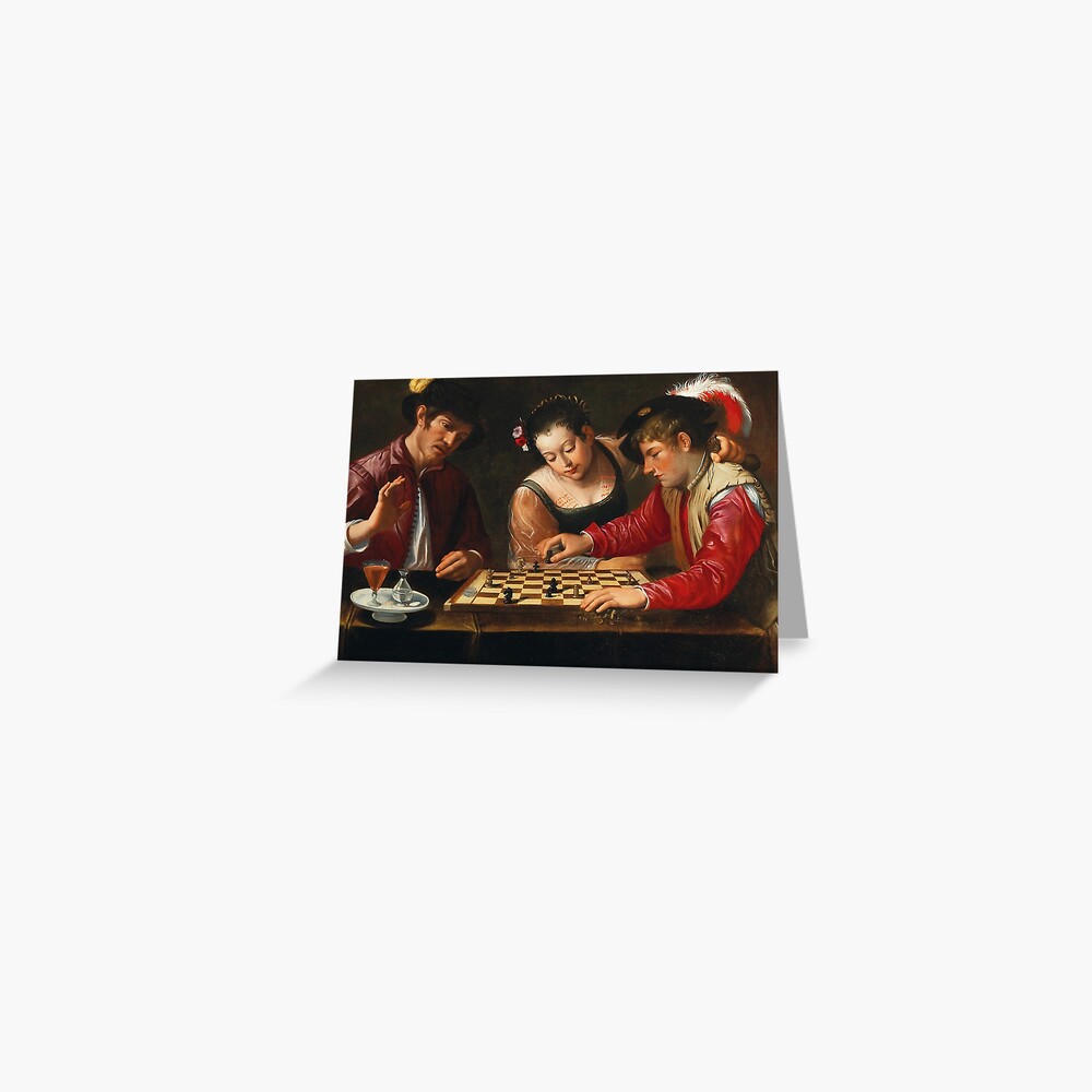 Chess Players Follower Of Caravaggio Renaissance Life Art Greeting Card For Sale By