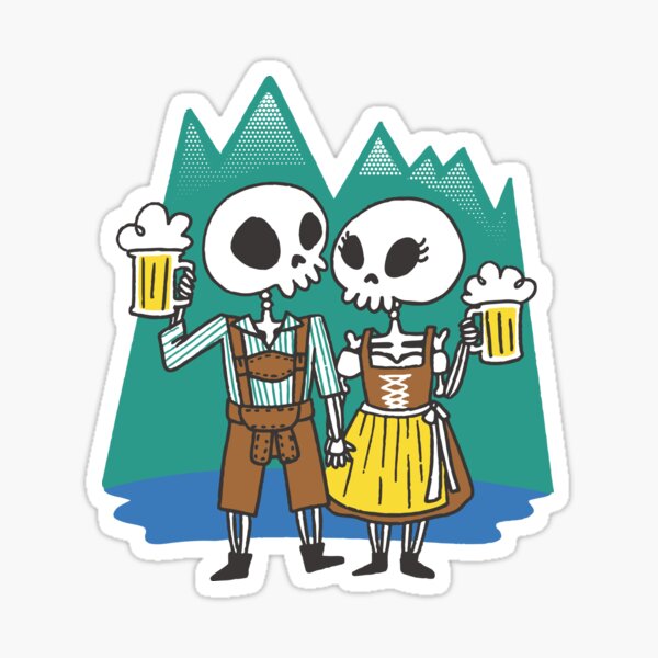 Skelettpaar in Tracht Sticker