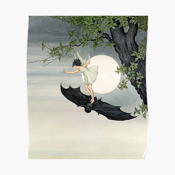 Little Fairy Girl Riding a Bat #2 - Ida Rentoul Outhwaite Poster