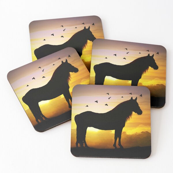 Artikelvorschau, Schönes Pferd und Vögel Silhouette in Südwesten Sonnenuntergang entworfen und verkauft von Stephanie Laird.