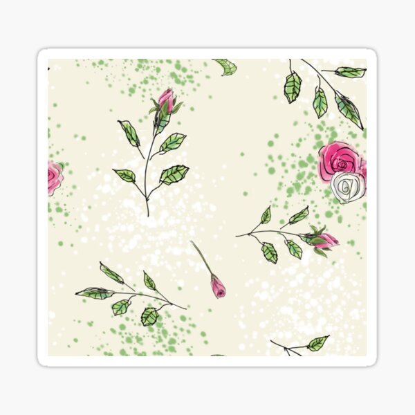 Cute Ditsy Roses Floral Pattern Sticker
