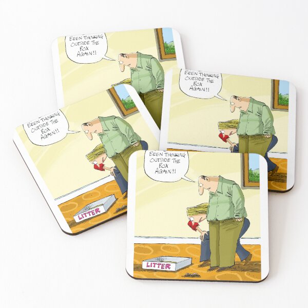 Item preview, Cat think out of the box designed and sold by IanBakerToons.