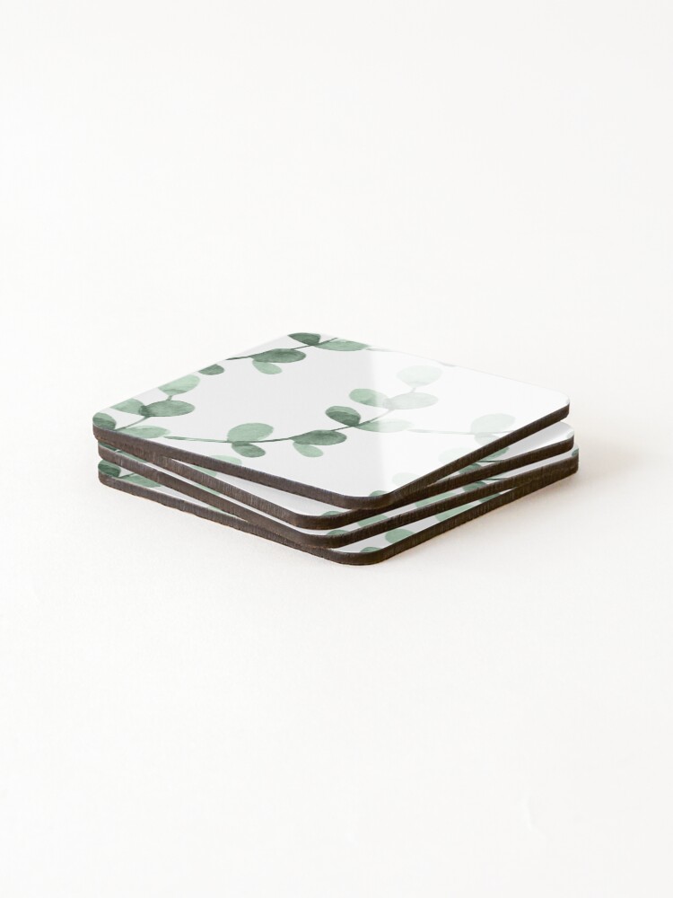 Alternate view of Simple eucalyptus pattern Coasters (Set of 4)