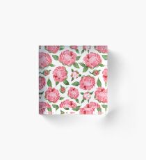 Watercolor Peonies Acrylic Block