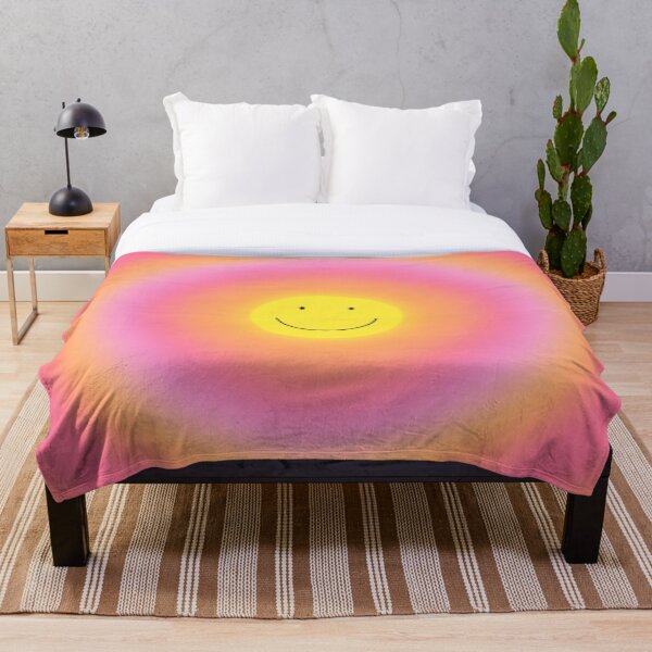 Item preview, Circular Gradient - Happy Smiley Face - Yellow Pink Coral Orange designed and sold by HappyCatPrints.