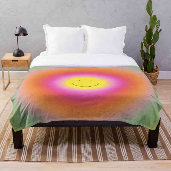 Item preview, Circular Gradient - Happy Smiley Face - Yellow Pink Orange Mint Green designed and sold by HappyCatPrints.