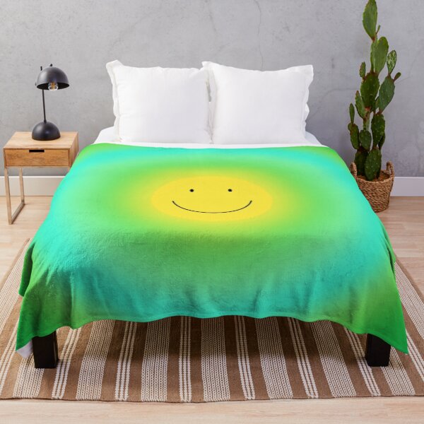 Item preview, Circular Gradient - Happy Smiley Face - Yellow Lime Green Turquoise designed and sold by HappyCatPrints.