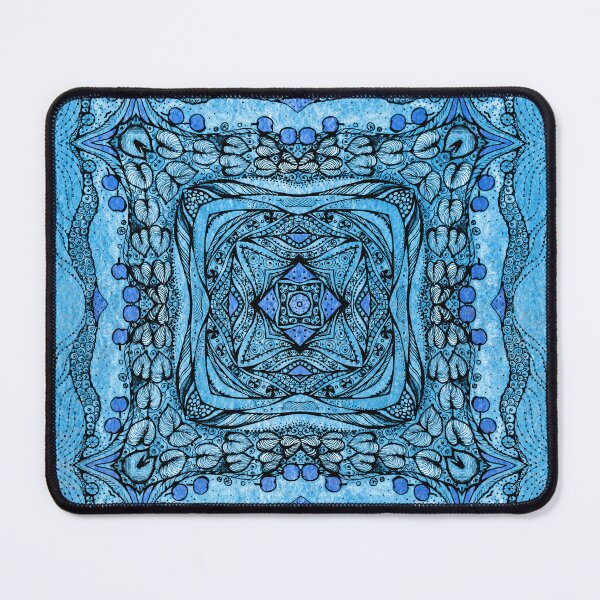 Item preview, blue garden patttern designed and sold by MandalaFlowerArt.