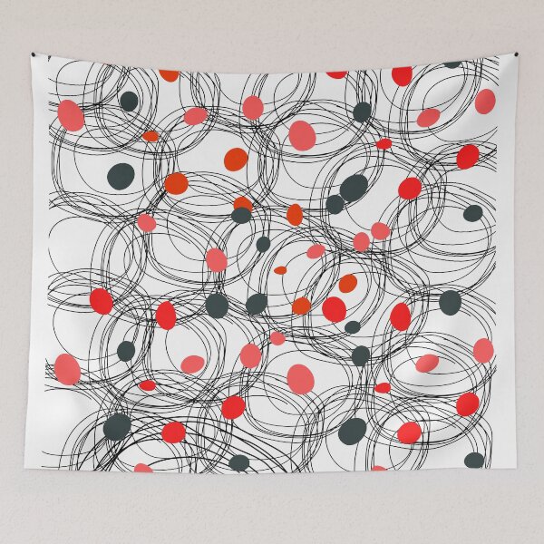 Item preview, Abstract circles with touches of red dots designed and sold by HDpod.