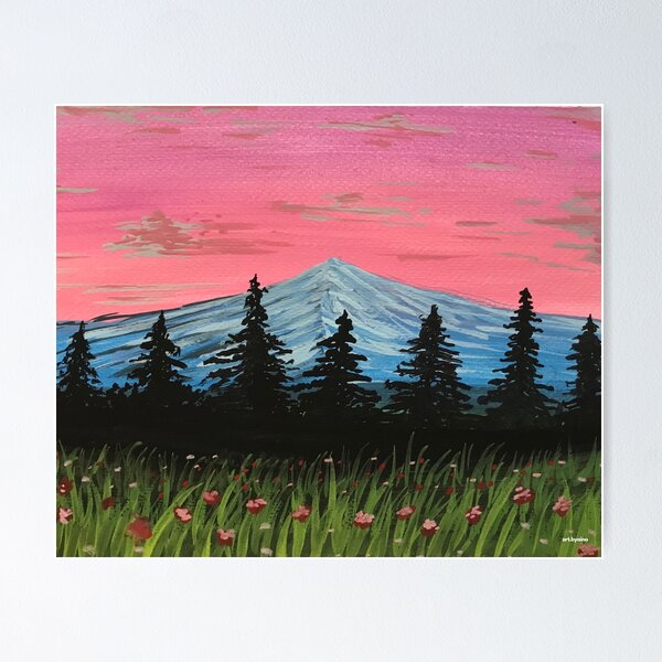 PINK SUNSET / ACRYLIC LANDSCAPE PAINTING / How To Paint For