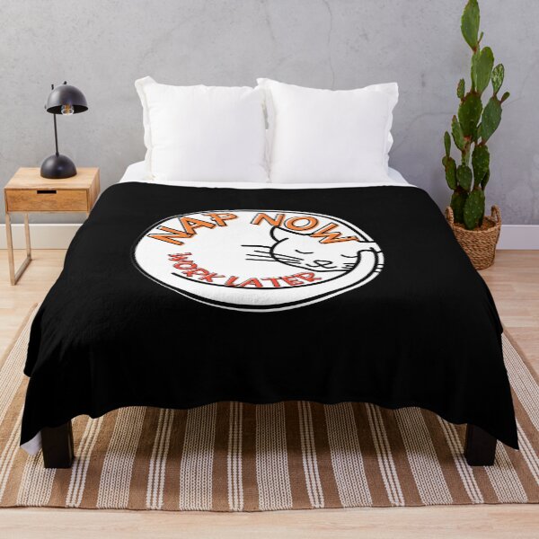 Item preview,  nap now work later, funny quote, minimalist cat design, procrastination designed and sold by allycat57.