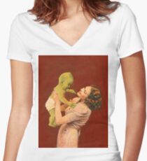 Vintage Alien Baby Women's Fitted V-Neck T-Shirt