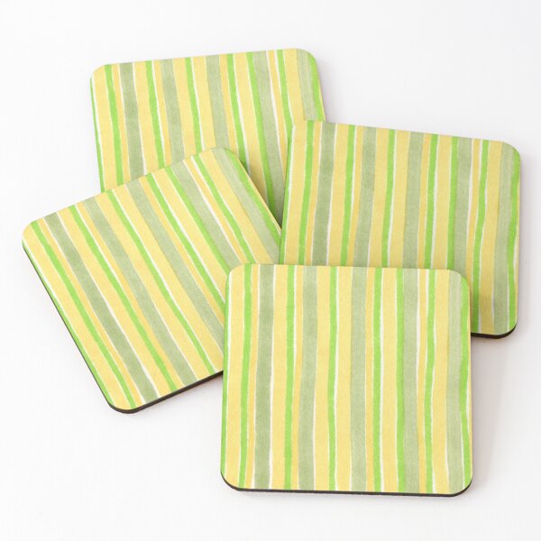 Item preview, Vertical yellow and green striped pattern - handpainted ink stripes designed and sold by patterncrow.