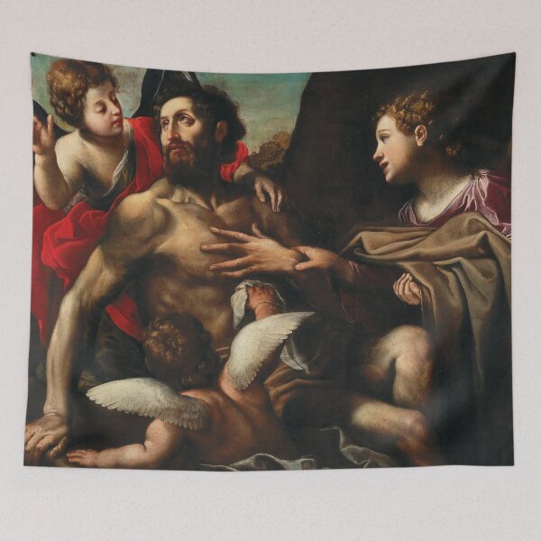 Item preview, Saint Benedict Supported by Angels | Alessandro Tiarini | 1640 Renaissance Christian Art designed and sold by CJET.