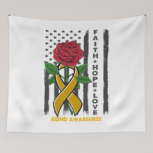 Item preview, Faith Hope Love ADHD Awareness Amarican Flag designed and sold by Kohend.