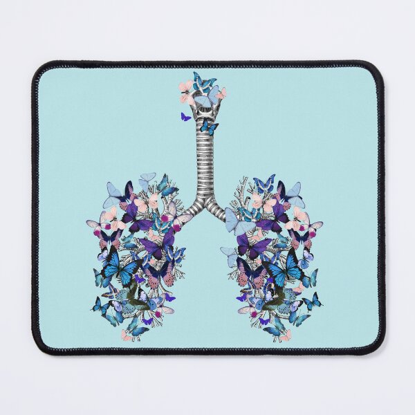 Item preview, lungs blue butterflies, anatomy, watercolor designed and sold by Collagedream.
