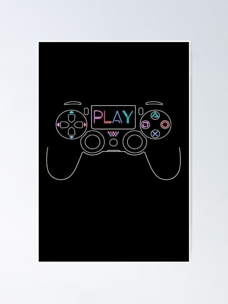 Art Poster Gaming Controller Neon Playstation