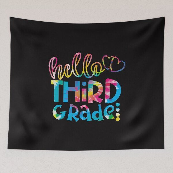 Item preview, hello 3rd grade third grade teacher tie dye back to school designed and sold by Aimyashoppy.