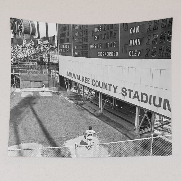 Item preview, Milwaukee County Stadium Bullpen, Milwaukee Baseball Stadium, Old Ballpark, Old Stadium, Milwaukee County Stadium Outfield Scoreboard, Bleachers, Bleacher bums, Brew Crew,  designed and sold by Nostrathomas66.